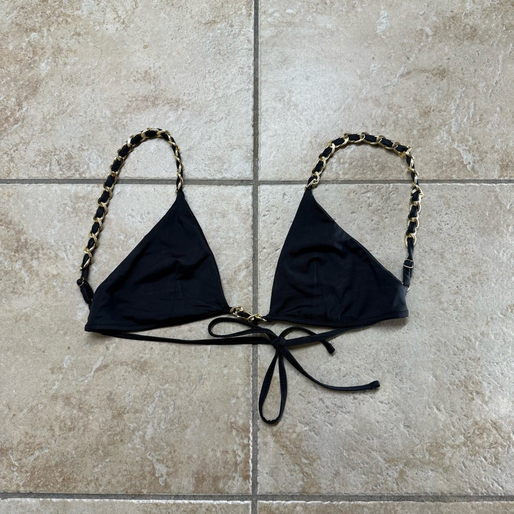 ALT. Gold and Black Triangle Bikini Top